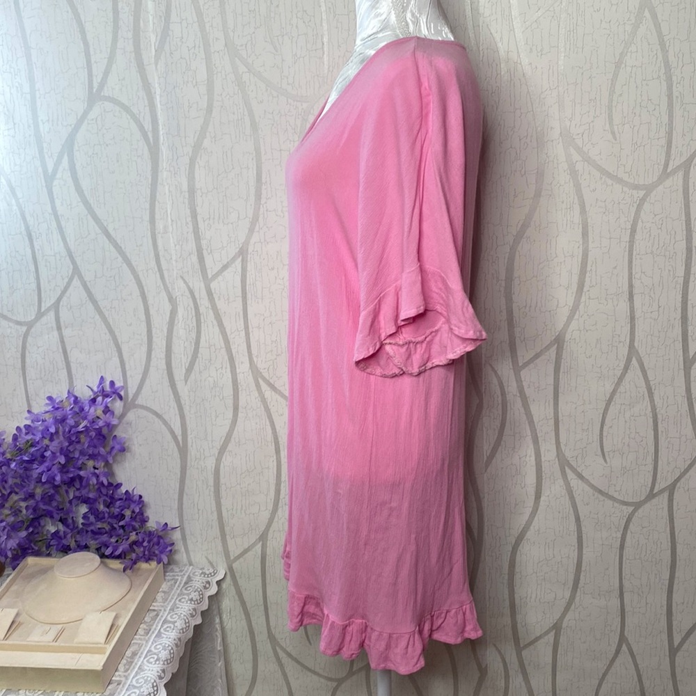 🌹 Pink Ruffle Tunic Dress Top 🌹 - Picture 4 of 9